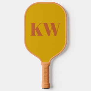 Raquette De Pickleball Initiales Monogrammes en terre cuite jaune Personn