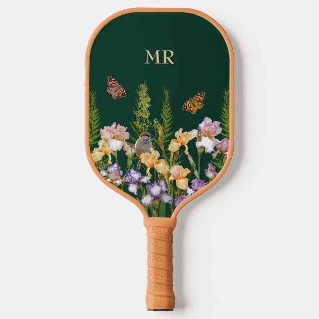 Raquette De Pickleball Irises Belles Personnalisées, Papillons Oiseaux (Recto)