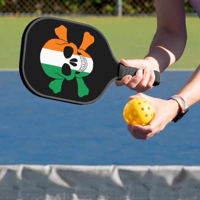 Raquette De Pickleball Irlande Drapeau Crâne et os croisés (Insitu)