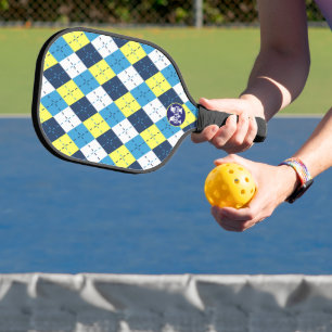 Raquette De Pickleball Jacquard de citron de framboise bleu Preppy Monogr