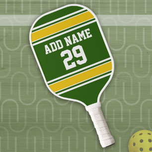 Raquette De Pickleball Jersey Sport vert et jaune d'or - Numéro de nom