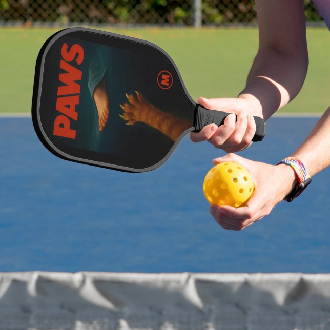 Raquette De Pickleball Joli Chat Tigre Orange vs Pied Humain Monogramme (Insitu)