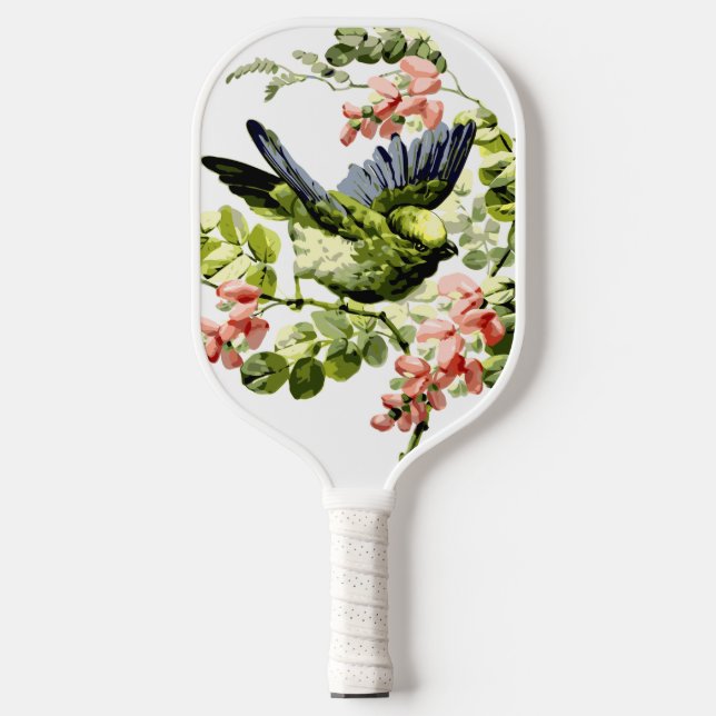 Raquette De Pickleball Joli jeune perroquet dans l'arbre à fleurs (Recto)