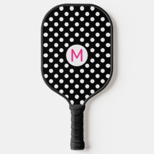 Raquette De Pickleball Joli noir Pois blanc rose