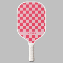 Joli rose chic damier nom personnalisé