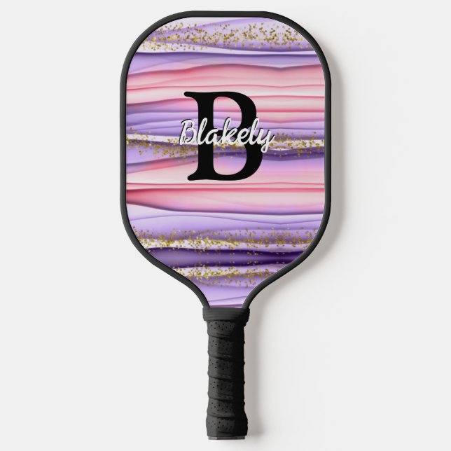 Raquette De Pickleball Jolie fille rose et violet Parties scintillant de  (Recto)