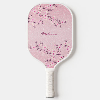 Raquette De Pickleball Jolie fleur de cerise Parties scintillant rose Mon