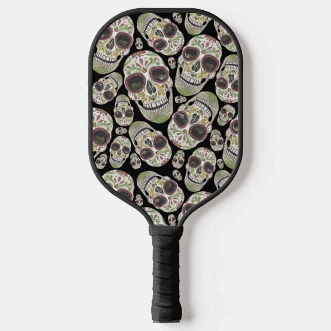 Raquette De Pickleball Jour noir violet du monogramme mort (Recto)