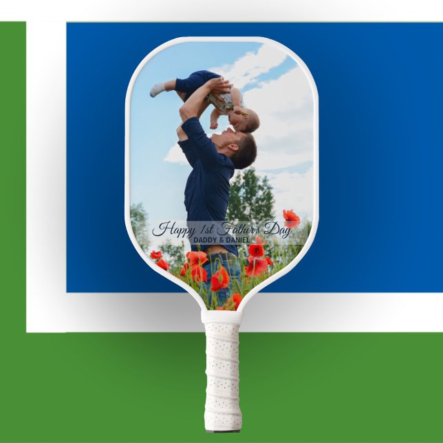 Raquette De Pickleball Joyeuse fête des premiers pères Photo personnalisé (Créateur téléchargé)