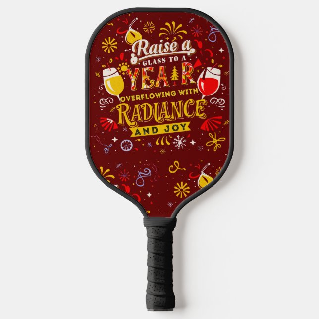 Raquette De Pickleball Joyeuse fête du Nouvel An lever un verre (Recto)