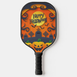 Raquette De Pickleball Joyeux Citrouille d'Halloween noir