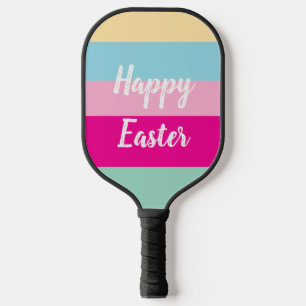 Raquette De Pickleball Joyeux Motif des rayures colorées de Pâques
