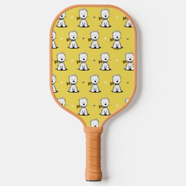 Raquette De Pickleball KiniArt Westie Gent sur Jaune (Recto)