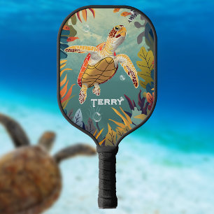 Raquette De Pickleball La Tortue Verte Nage L'Océan Pacifique