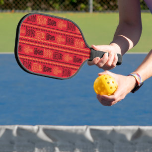 Raquette De Pickleball La tribu ethnique des Motifs autochtones rouges La