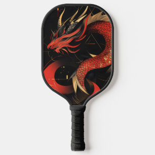 Raquette De Pickleball L'art majestueux du Dragon chinois rouge et or