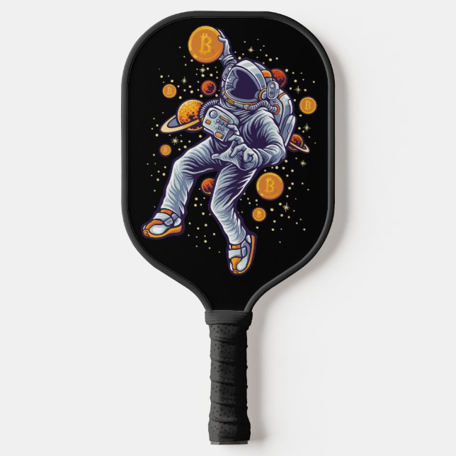Raquette De Pickleball L'astronaute Bitcoin à la lune - Crypto Bitcoin (Recto)