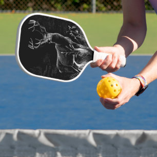 Raquette De Pickleball Le cerf majestueux en pleine nature - Art noir et