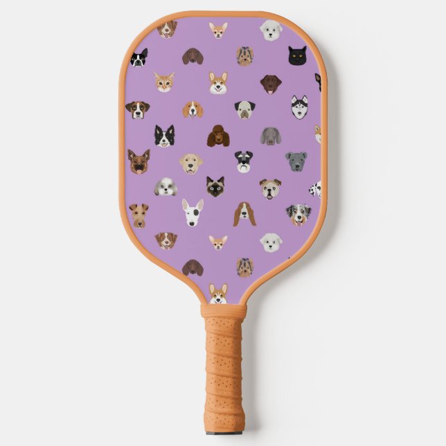 Raquette De Pickleball Le chien mignon fait face à la violette (Recto)