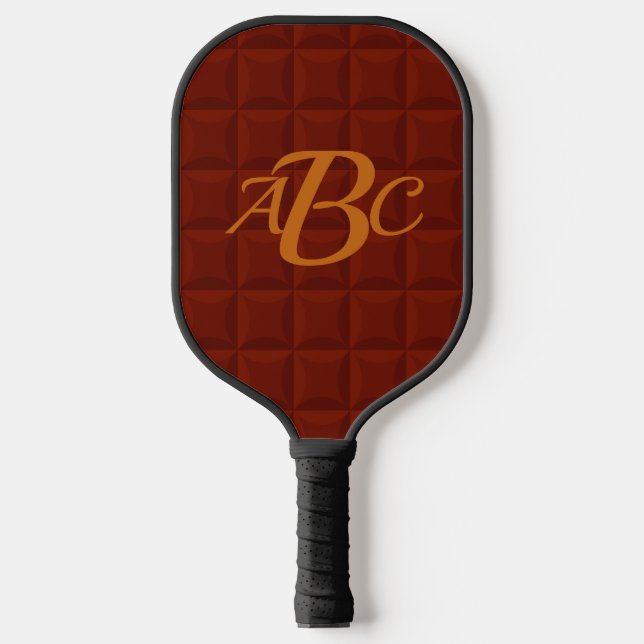 Raquette De Pickleball Lettre 3 Monogramme initiale Carré de coussin Brow (Recto)