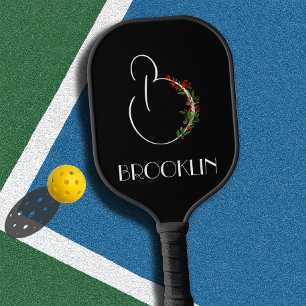 Raquette De Pickleball Lettre de fleur d'eau simple B noir