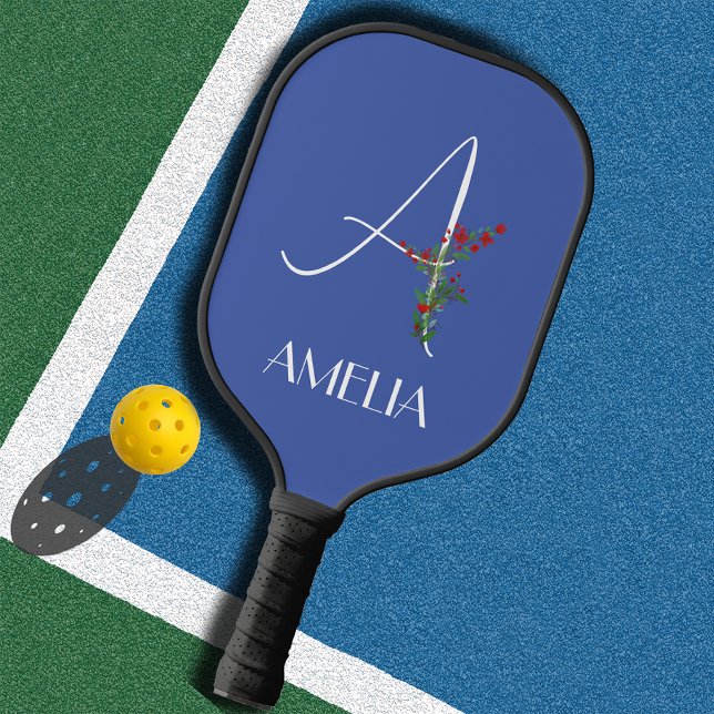 Raquette De Pickleball Lettre de fleurs d'aquarelle simple A (Créateur téléchargé)