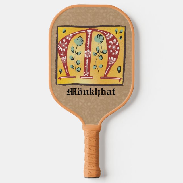 Raquette De Pickleball LETTRE Florale Médiévale Illuminée M Monogramme Ch (Recto)