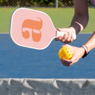 Raquette De Pickleball Lettre Initiale Monogramme Moderne Pastel Rose Ora