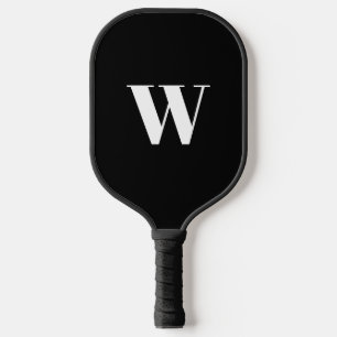Raquette De Pickleball Lettre initiale monogramme noir blanc personnalisé