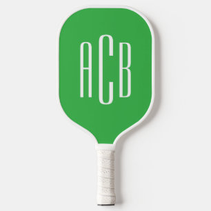 RAQUETTE DE PICKLEBALL LETTRE VERT ET BLANCHE TROIS LETTRES MONOGRAPHIQUE