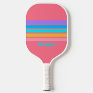 Raquette De Pickleball Lever du soleil néon des années 80 sur rayures ave