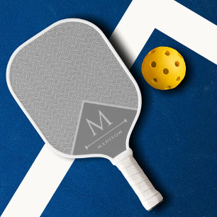 Raquette De Pickleball Lignes courbes géométriques modernes en noir et gr