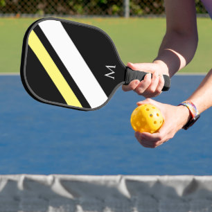 Raquette De Pickleball Lignes diagonales initiales personnalisées en noir