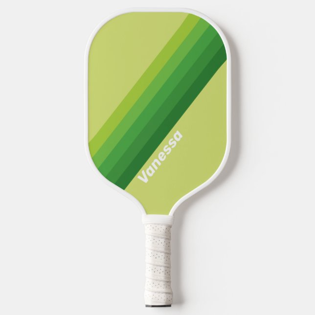 Raquette De Pickleball Lily Pad Green Stripes with Name (Recto)
