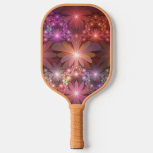 Raquette De Pickleball Lit De Fleurs Coloré brillant Abstrait Fractage Ar