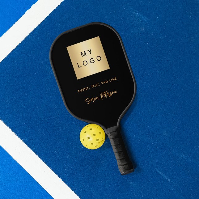 Raquette De Pickleball Logo commercial signature or noir (Créateur téléchargé)