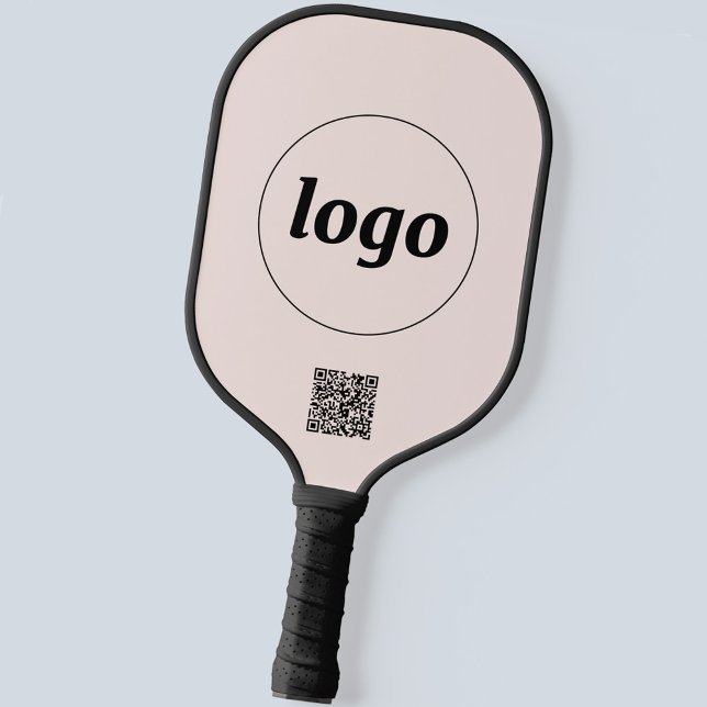 Raquette De Pickleball Logo simple Code QR Business Blush Rose (Logo and QR code business promotional pickleball paddle)