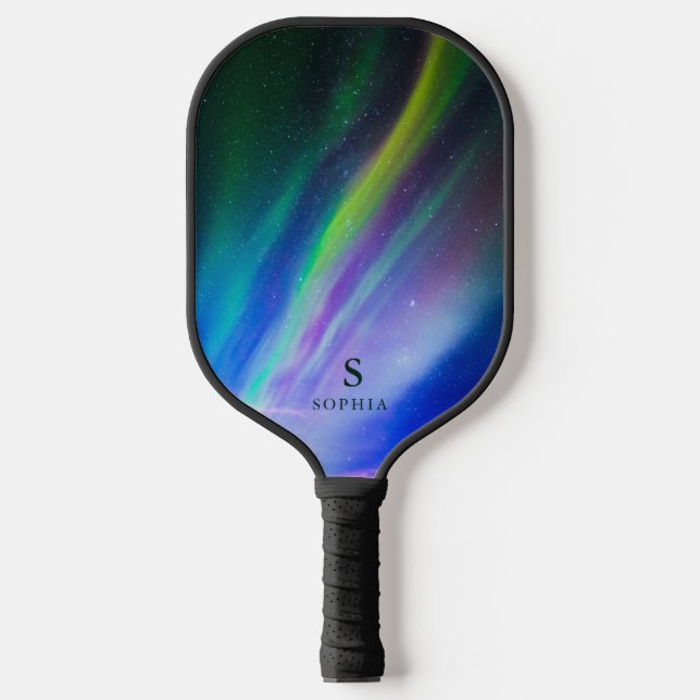 Raquette De Pickleball Lumières du Nord cool Aurora Borealis Monogramme (Recto)