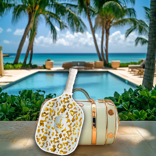 Raquette De Pickleball Luxe Safari Chic Imprimé Léopard Or