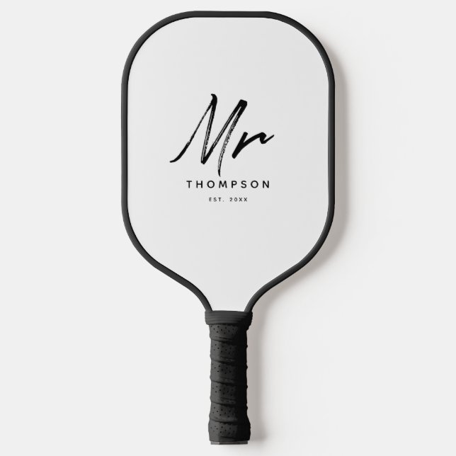 Raquette De Pickleball M. Moderne Écriture Minimaliste Noir et Blanc   (Recto)