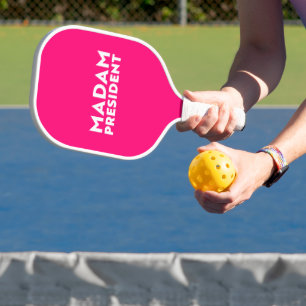 Raquette De Pickleball Madame la Présidente typographie moderne blanc ros