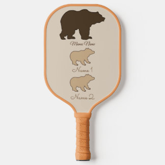 Raquette De Pickleball Maman Ourse Personnalisée Avec 2 Noms D'Enfants Ca