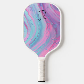 Raquette De Pickleball Marbre Pastel des années 90 Nom avant et arrière &