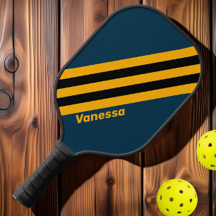Raquette De Pickleball Marée Rétro au Clair de Lune  Rayures avec Nom