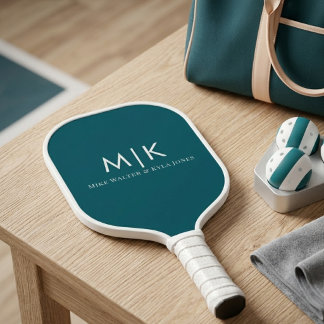 Raquette De Pickleball Mariage de couple minimaliste avec initiales