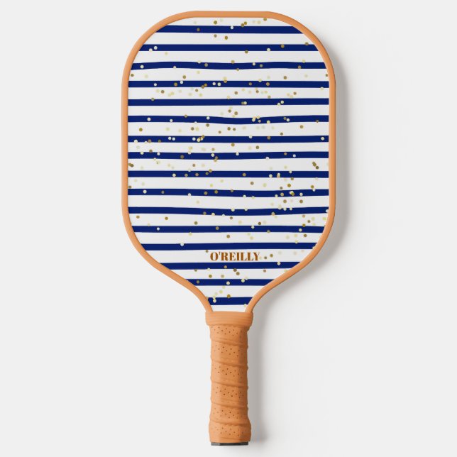 Raquette De Pickleball Marine Bleu et Blanc Marines Stimulés Monogramme m (Recto)