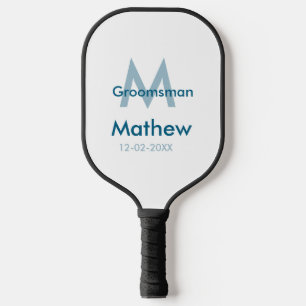 Raquette De Pickleball Marine bleu groomsman nom lettre date masculin par