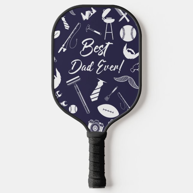 Raquette De Pickleball Marine Bleu Meilleur papa jamais (Recto)