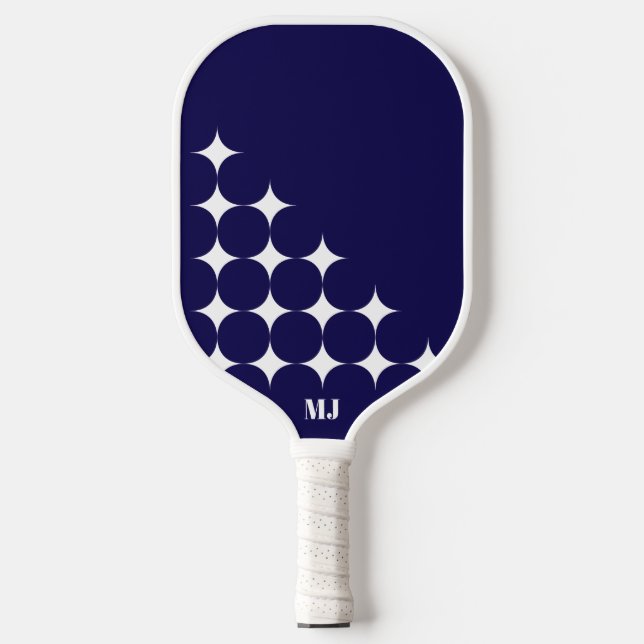Raquette De Pickleball Marine Blue Stars Initiales Style moderne (Recto)