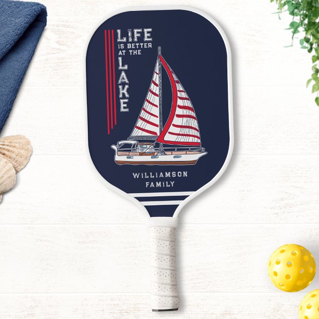 Raquette De Pickleball Marine marine moderne Blue Family Lake House (Créateur téléchargé)